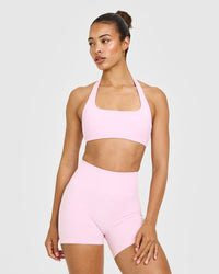 EasyLift™ Halter Bralette with White Logo | Chalk Pink