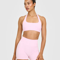 EasyLift™ Halter Bralette with White Logo | Chalk Pink