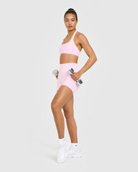 EasyLift™ Halter Bralette with White Logo | Chalk Pink
