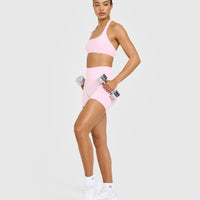 EasyLift™ Halter Bralette with White Logo | Chalk Pink