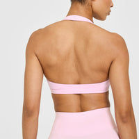 EasyLift™ Halter Bralette with White Logo | Chalk Pink