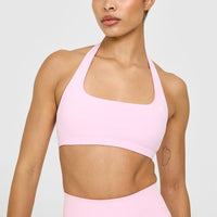 EasyLift™ Halter Bralette with White Logo | Chalk Pink