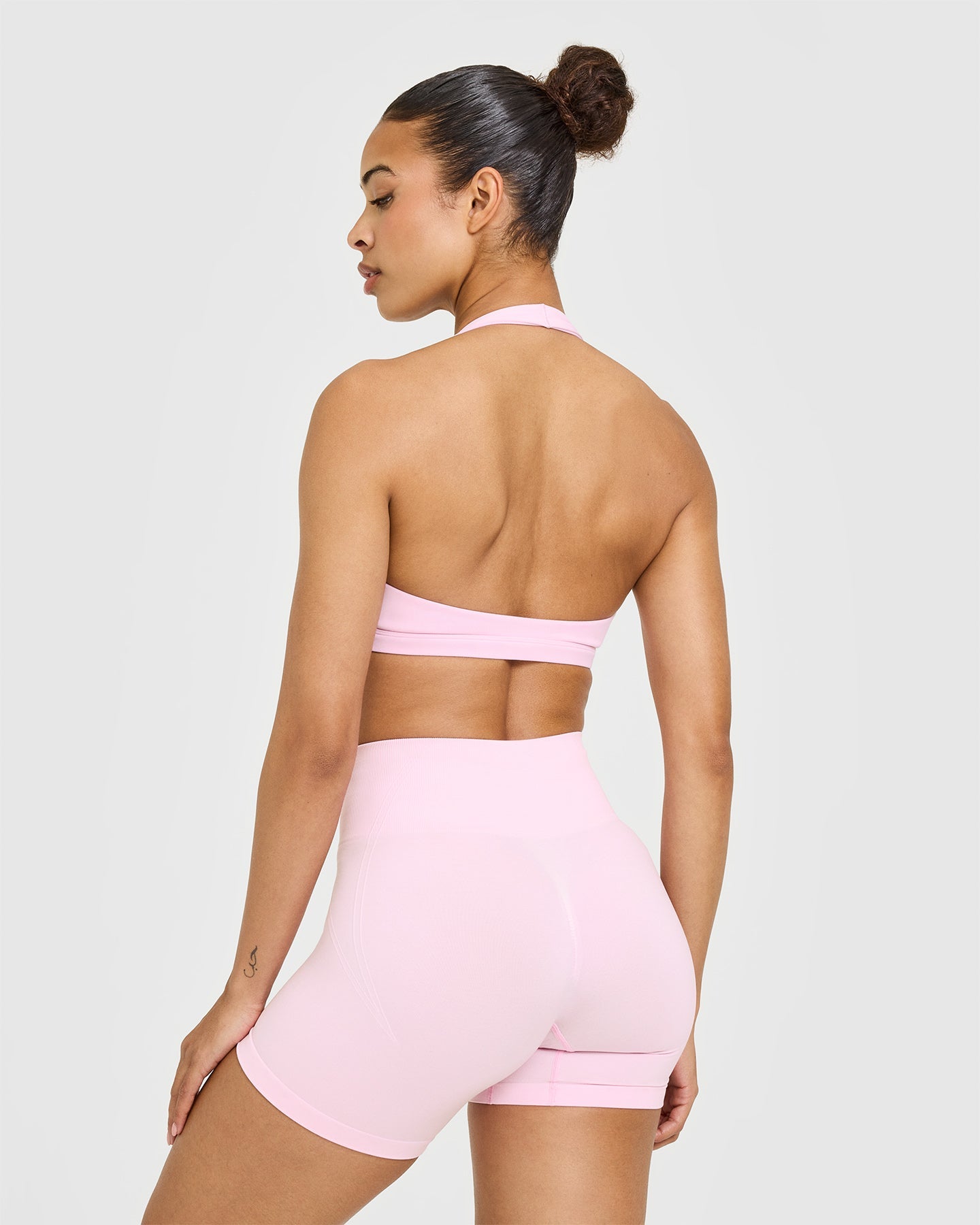 EasyLift™ Halter Bralette with White Logo | Chalk Pink