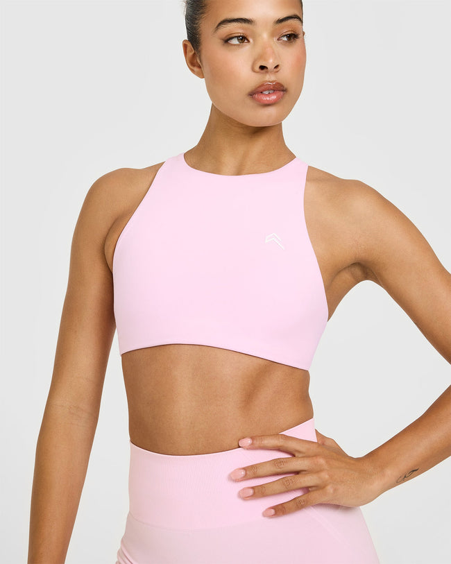 EasyLift™ High Neck Sports Bra | Chalk Pink