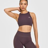 EasyLift™ High Neck Sports Bra | Dark Umber Brown