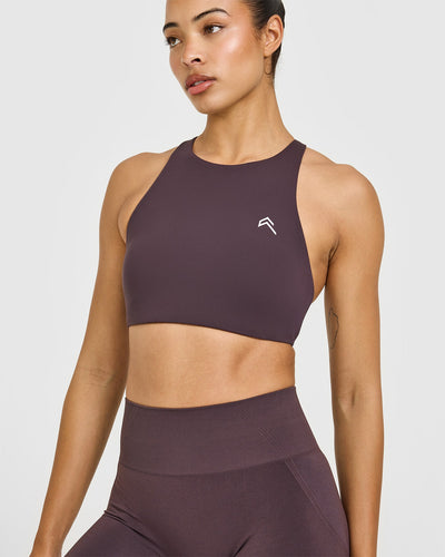 EasyLift™ High Neck Sports Bra | Dark Umber Brown