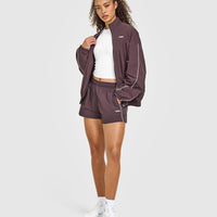 Oversized Piped Woven Track Jacket | Deep Umber Brown