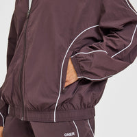 Oversized Piped Woven Track Jacket | Deep Umber Brown