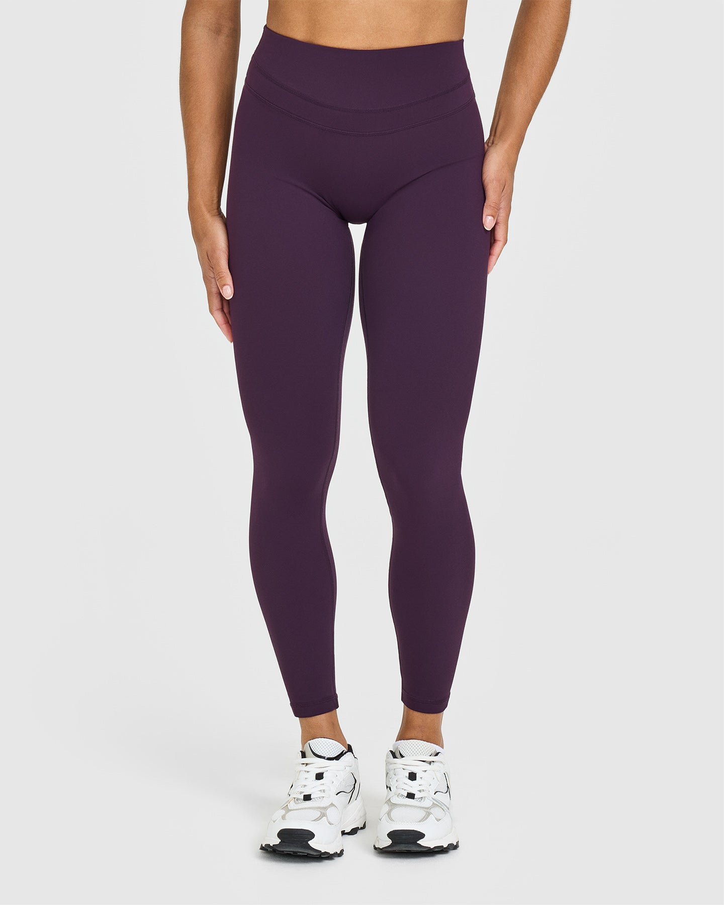 Unified High Waisted Leggings White Logo | Blackberry Purple