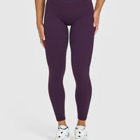 Unified High Waisted Leggings White Logo | Blackberry Purple
