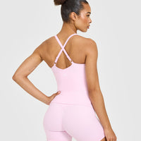 Unified V Neck Cross Back Vest | Chalk Pink