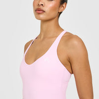 Unified V Neck Cross Back Vest | Chalk Pink