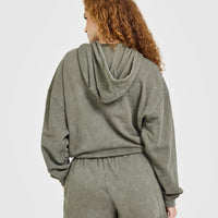Raw Lounge Oversized Zip Hoodie | Washed Alpine Green