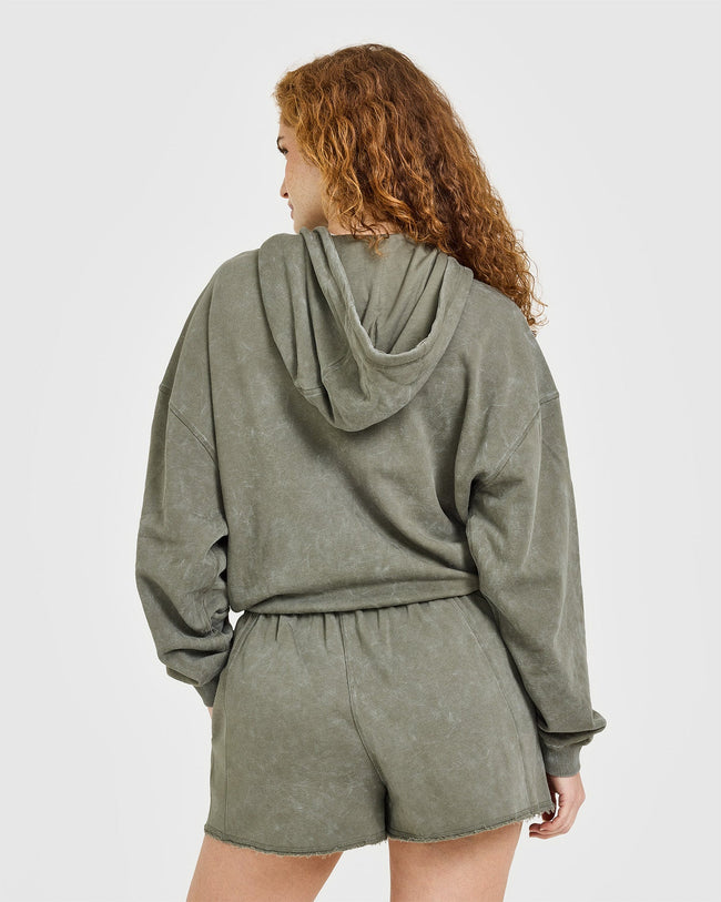 Raw Lounge Oversized Zip Hoodie | Washed Alpine Green