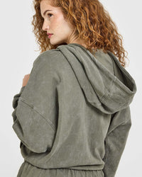 Raw Lounge Oversized Zip Hoodie | Washed Alpine Green