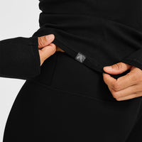Mellow™ Rib V Neck Long Sleeve Top | Black