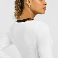 Mellow™ Rib V Neck Long Sleeve Top | White