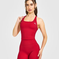Timeless Square Neck Mid Vest with White Logo | Toasted Red