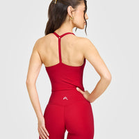 Timeless Square Neck Mid Vest with White Logo | Toasted Red