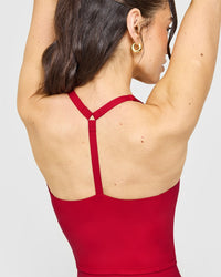 Timeless Square Neck Mid Vest with White Logo | Toasted Red