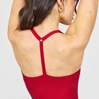 Timeless Square Neck Mid Vest with White Logo | Toasted Red