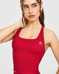 Timeless Square Neck Mid Vest with White Logo | Toasted Red