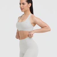 Timeless Square Neck Sports Bra | Light Grey
