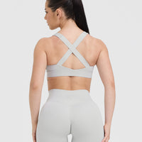 Timeless Wide Strap Sports Bra | Light Grey