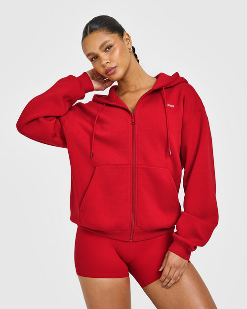 Foundations Zip Through Hoodie | Toasted Red