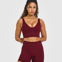 SoftMotion™ Longline Sports Bra with White Logo | Light Rosewood