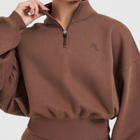 All Day Crop 1/4 Zip Sweatshirt | Chestnut