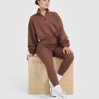 All Day Crop 1/4 Zip Sweatshirt | Chestnut