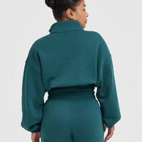 All Day Est 2020 Crop 1/4 Zip Sweatshirt | Marine Teal