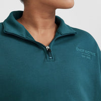 All Day Est 2020 Crop 1/4 Zip Sweatshirt | Marine Teal