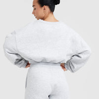 All Day Est 2020 Crop V-Neck Sweatshirt | Light Grey Marl