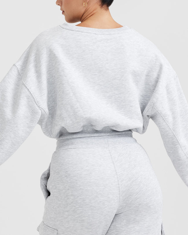All Day Est 2020 Crop V-Neck Sweatshirt | Light Grey Marl