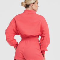 All Day Lightweight Crop 1/4 Zip Sweatshirt | Sweet Red