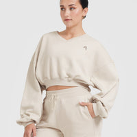 All Day Lightweight Oversized V-Neck Sweatshirt | Sand