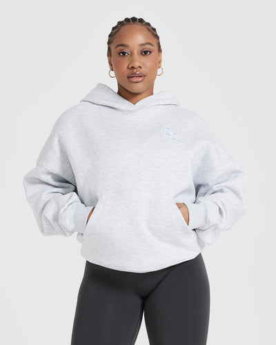 All Day Varsity Oversized Hoodie | Light Grey Marl