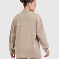 Classic Lifters Graphic Oversized Lightweight Long Sleeve Top | Sandstone