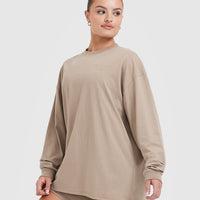Classic Lifters Graphic Oversized Lightweight Long Sleeve Top | Sandstone
