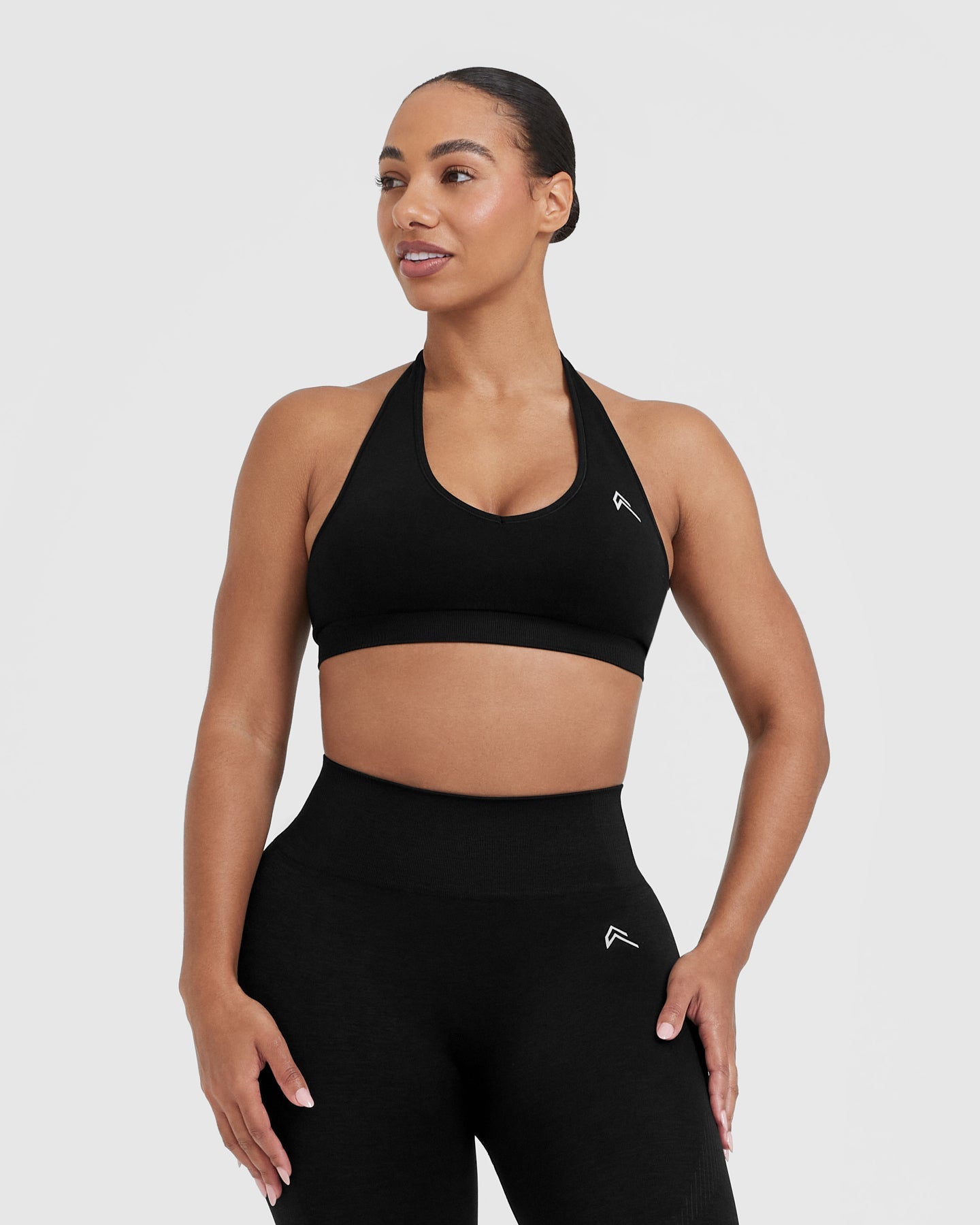 Classic Seamless 2.0 Halter Neck Bralette | Black Marl