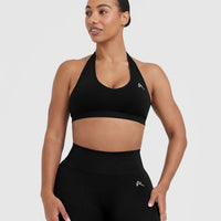 Classic Seamless 2.0 Halter Neck Bralette | Black Marl
