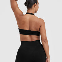 Classic Seamless 2.0 Halter Neck Bralette | Black Marl
