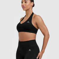 Classic Seamless 2.0 Halter Neck Bralette | Black Marl