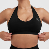 Classic Seamless 2.0 Halter Neck Bralette | Black Marl