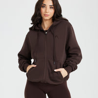 Classic Lounge Oversized Zip Through Hoodie | 70% Cocoa