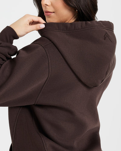 Classic Lounge Oversized Zip Through Hoodie | 70% Cocoa