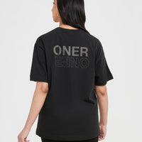 Classic Mirror Graphic Oversized T-Shirt | Washed Black