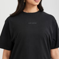 Classic Mirror Graphic Oversized T-Shirt | Washed Black